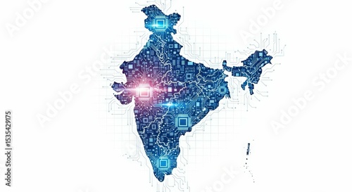 India map technology digital network circuit board motherboard connection data