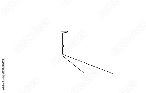 A modern line art depiction of an open door in one continuous line, Open door one line illustration,  one continuous line drawing of opened door.