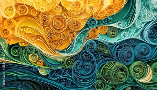 Abstract swirling patterns of vibrant paper
