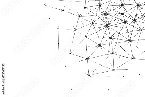 Abstract geometric network structure with interconnected lines and nodes, futuristic digital art with sharp points and connections vector design