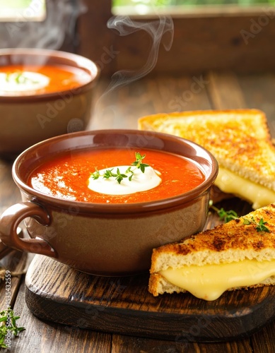 Tomato soup grilled cheese comfort food lunch dinner recipe homemade delicious
