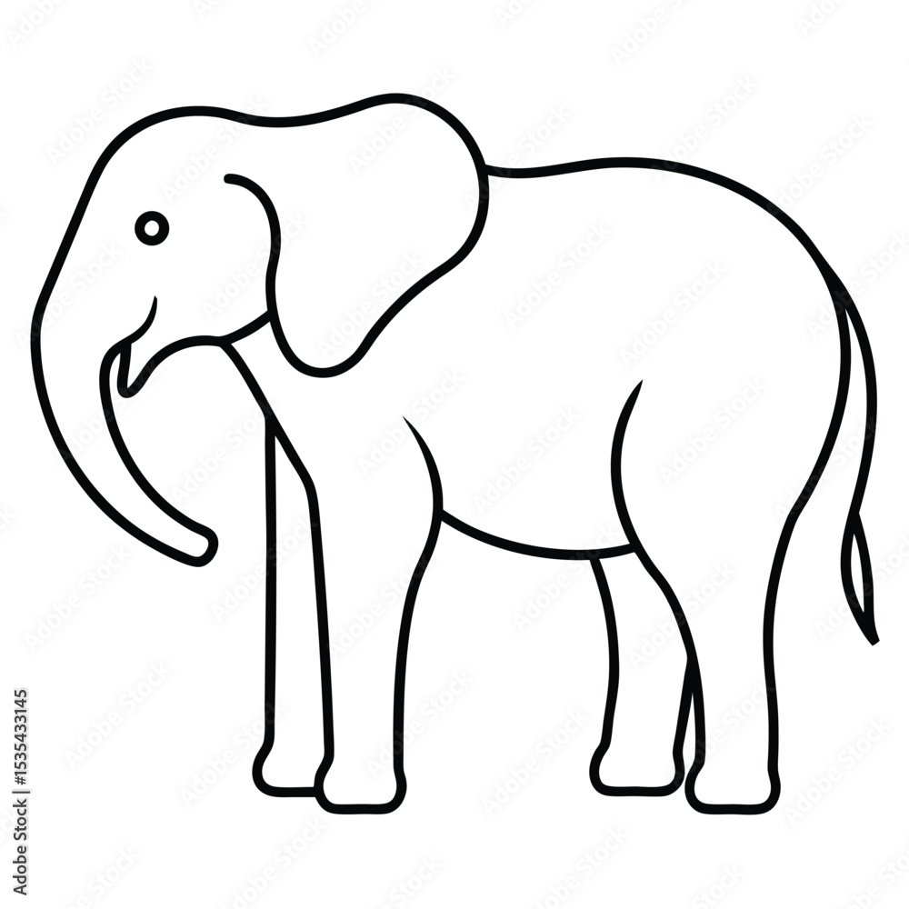 Fototapeta premium Simple outline illustration of a majestic elephant on a clean white background