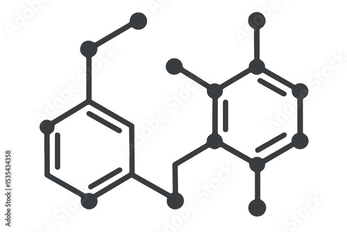Geometric molecular art with hexagonal patterns and organic connection lines, symbolizing chemical and scientific research, abstract concept, icon set