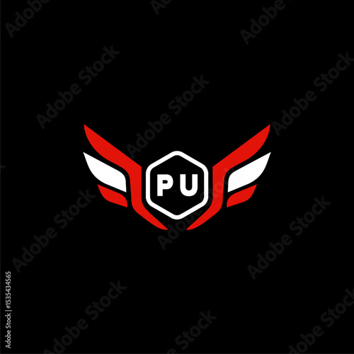 PU Initials Vektor Stok Otomotif Logo Design