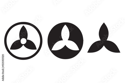 Collection of nuclear and radioactive symbols, including triad, radiation, and energy icons, representing nuclear power, safety, and energy production, icon set