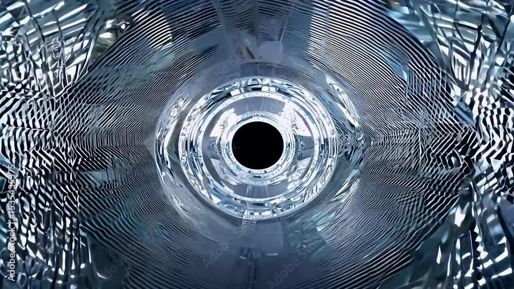 Endless corridor shrinking mirrors recedes infinitum conveying concept scale recursion rendered cinematic K ideal sci fi intros psychology es product showcases needing depth illusion