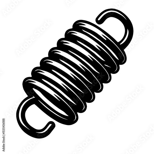 Durable Monochrome Industrial Coil Spring Illustration - Essential for Mechanical and Engineering Designs