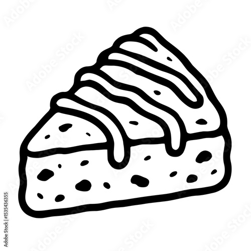Delicious Monochrome Cheesecake Slice with Drizzle Illustration - Perfect for Desserts and Bakery Themes