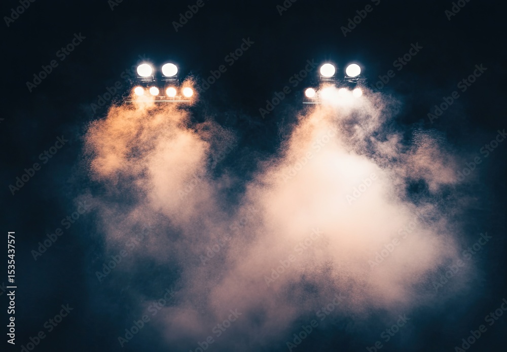 Fototapeta premium Stage lights illuminating smoky atmosphere