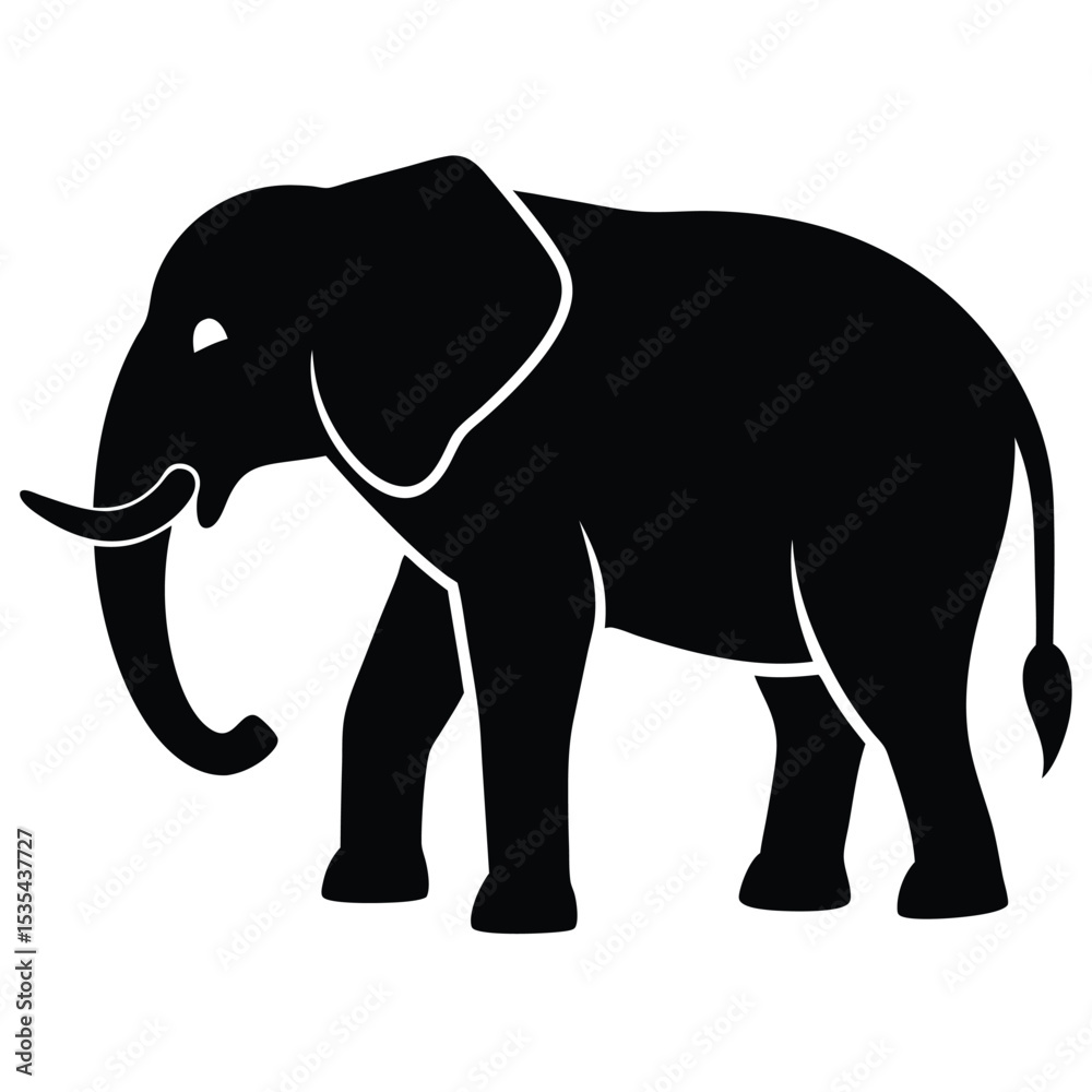 Fototapeta premium Elegant Black Elephant Silhouette for Creative Projects