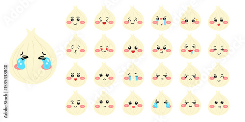 Set of variant expression different for potatoes and cauliflower, onion