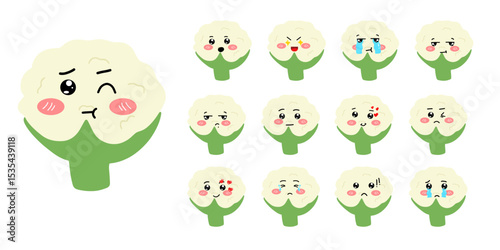 Set of variant expression different for potatoes and cauliflower, onion