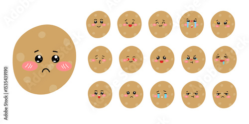Set of variant expression different for potatoes and cauliflower, onion