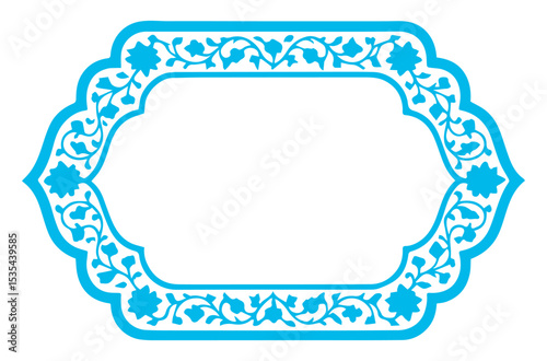 blue round frame with floral ornament
