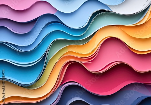 Abstract wavy layered colorful design