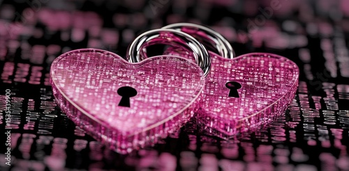 Heart-shaped Locks on a Digital Background