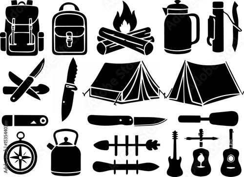 A set collection of  outdoor Camping Icons Set 