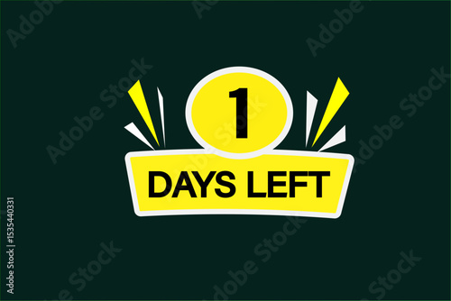 1 days left, sale countdown vector symbol, clock, time,  background, template 1 days left, countdown, sticker, left banner, business, sale, label button
