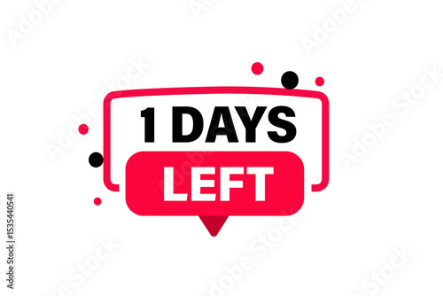 1 days left, sale countdown vector symbol, clock, time,  background, template 1 days left, countdown, sticker, left banner, business, sale, label button
