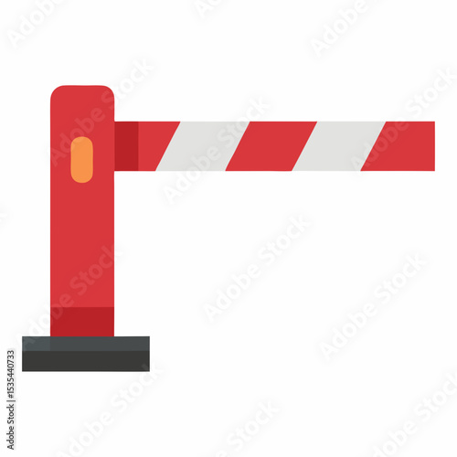 Car Parking Barrier Gate Flat Icon Vector Modern Access Control Design for Security and Parking Systems
