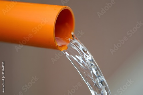 Water Flowing Gracefully from Orange Pipe A Refreshing Glimpse of Pureness and Hydration in a Clean Stream