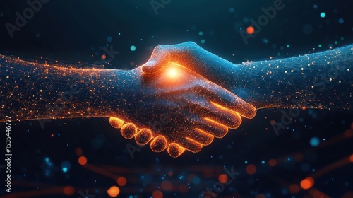 Digital handshake concept representing modern partnership and collaboration agreement