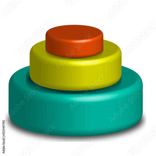 Colorful plastic toy building blocks in various shapes and colors for childhood construction play
