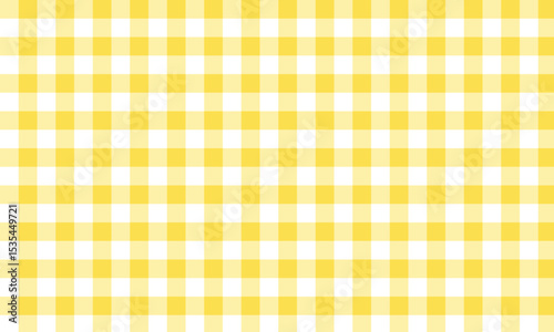 Bright yellow and white checkered gingham pattern background. A cheerful and seamless design ideal for textiles, wrapping paper, digital art, and seasonal or picnic-themed projects.