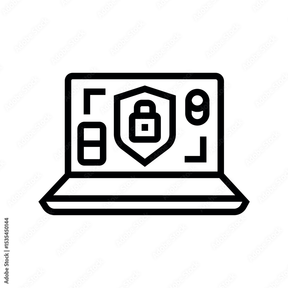 Cybersecurity in medicine line black icon. Sign for web page, mobile app, Cybersecurity in medicine line black icon. Sign for web page, mobile app,