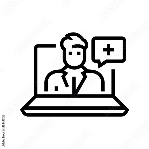 telemedicine line black icon. Sign for web page, mobile app,