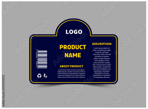 Bottle Label Brand Name Template Design Blue And Yellow Packaging Product Vector Illustration