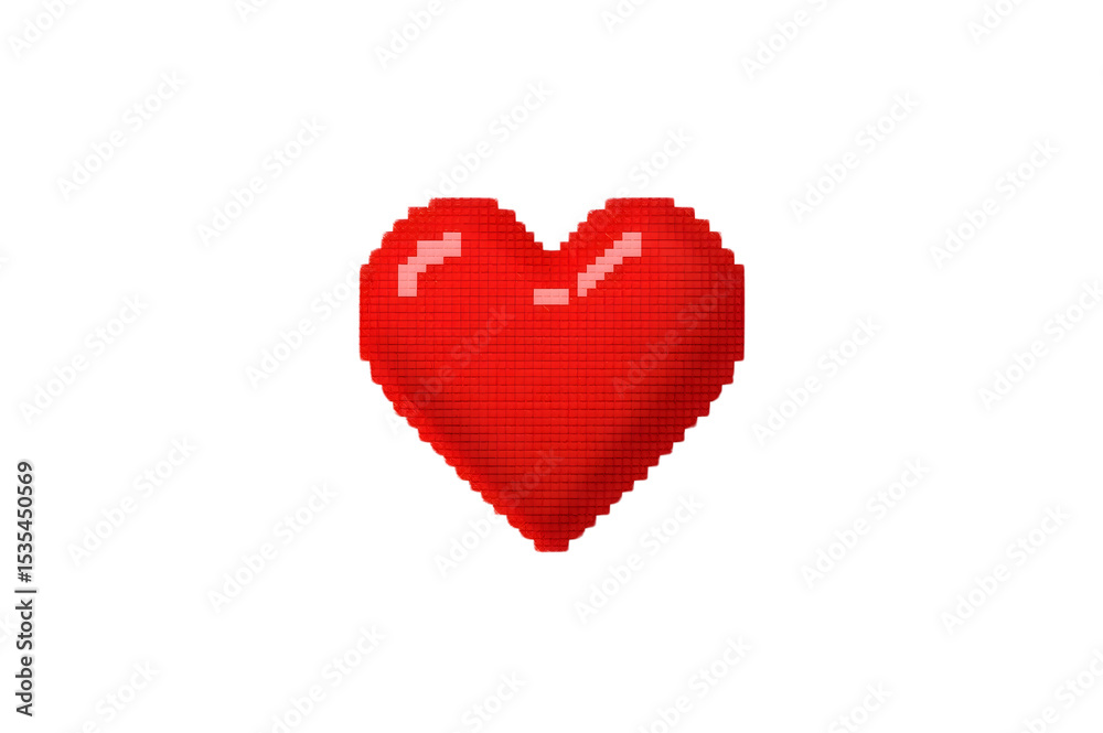 Fototapeta premium Pixelated red heart graphic against black background