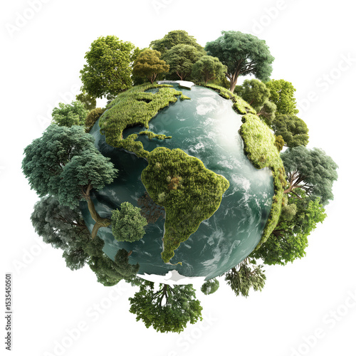 Earth Covered in Lush Trees - A Visual Celebration of Nature , PNG isolated cut out image