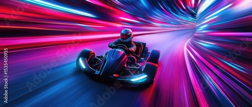 Night Kart Racing. High-Speed Action in Neon City