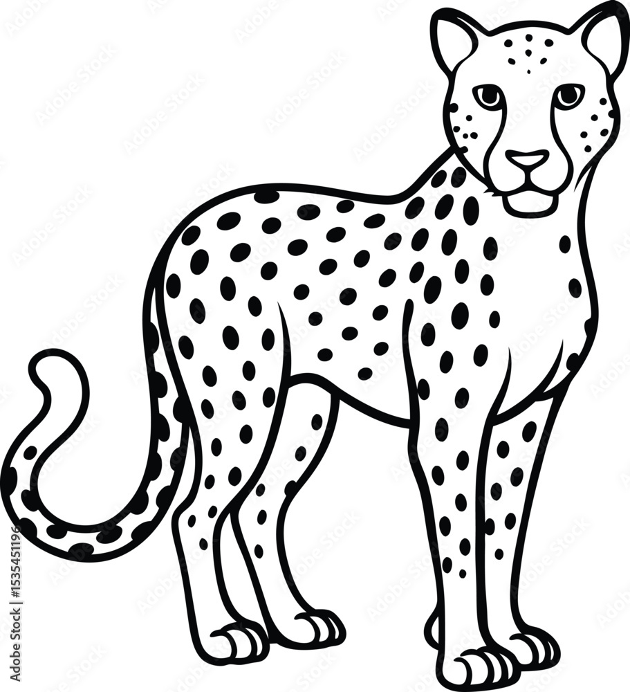 Fototapeta premium Cheetah black silhouette on white background