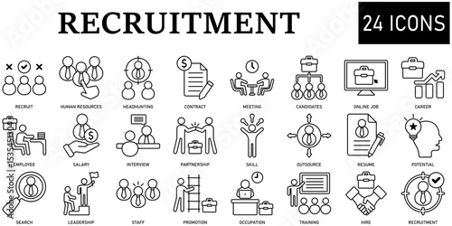 Set of recruitment Icons or symbols Vector fully editable file.