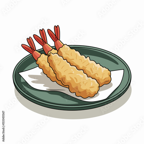 Shrimp Tempura on a Plate with Crispy Batter