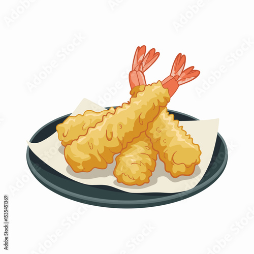 Shrimp Tempura on a Plate with Crispy Batter
