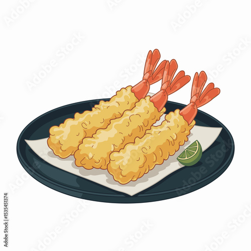 Shrimp Tempura on a Plate with Crispy Batter
