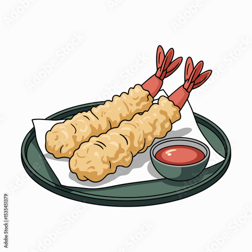Shrimp Tempura on a Plate with Crispy Batter