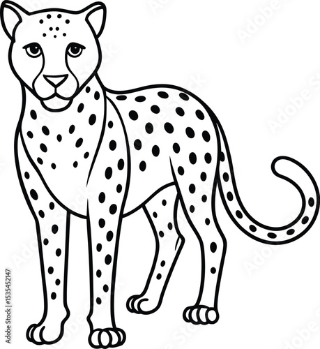 Cheetah black silhouette on white background 
