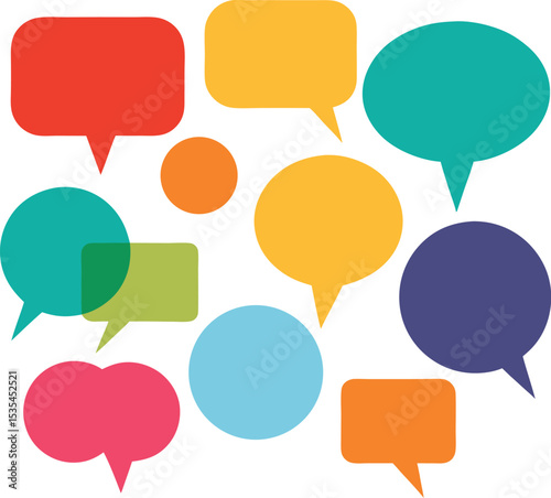 Colorful vector set of speech bubbles for communication and chat