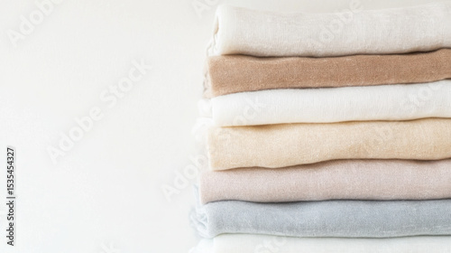 Light clothes stacked in minimalist style, suitable as background