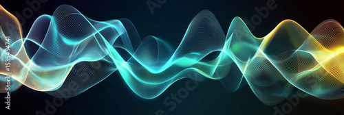 Digital abstract wave pattern with multicolored bokeh lights