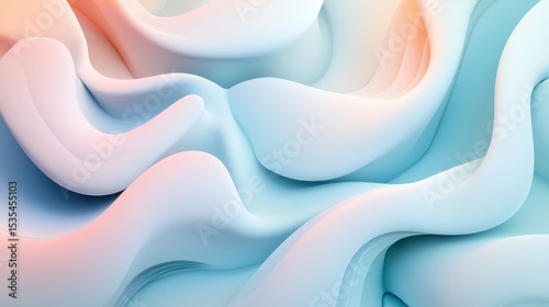 Abstract background with flowing shapes in light blue and peach tones. Modern design with smooth, organic forms for wallpaper, backdrop, or creative graphic resource.