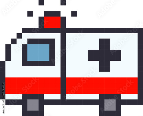 pixel vector illustration of ambulance