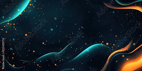 Abstract cosmic swirls with glowing particles