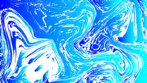 Abstract vivid background with dynamic fluid swirls and marble-like textures in various shades of blue and cyan. Irregular, flowing patterns that mimic water currents or ink. Deep royal blue to bright