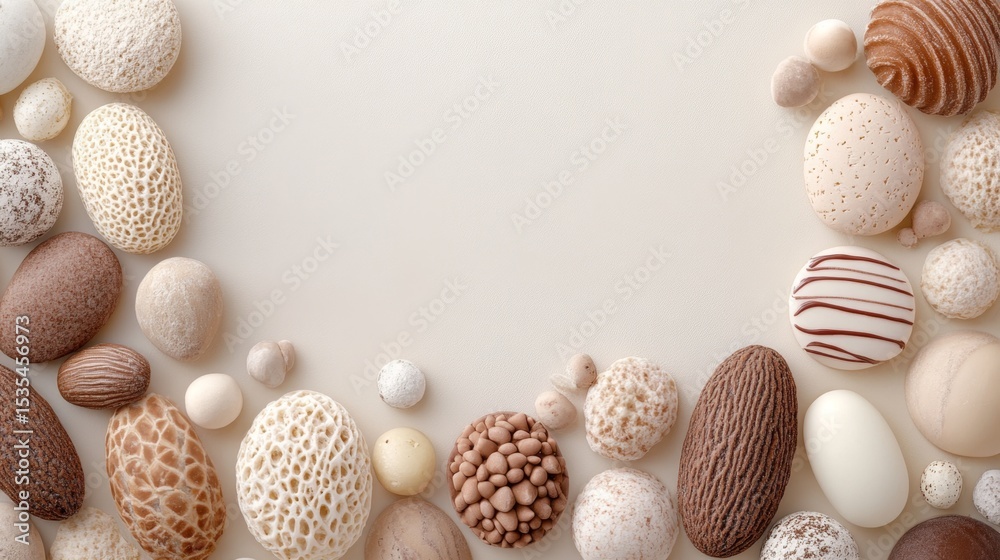 Obraz premium Abstract greeting art with hello letter concept neutral environment of textured stones