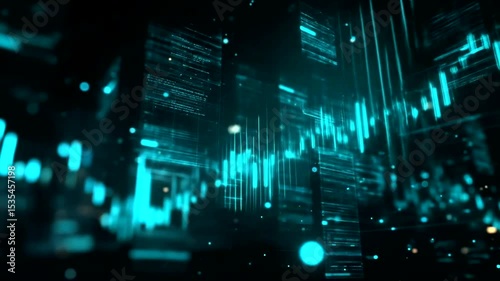 Wallpaper Mural Digital data streams with turquoise highlights Torontodigital.ca